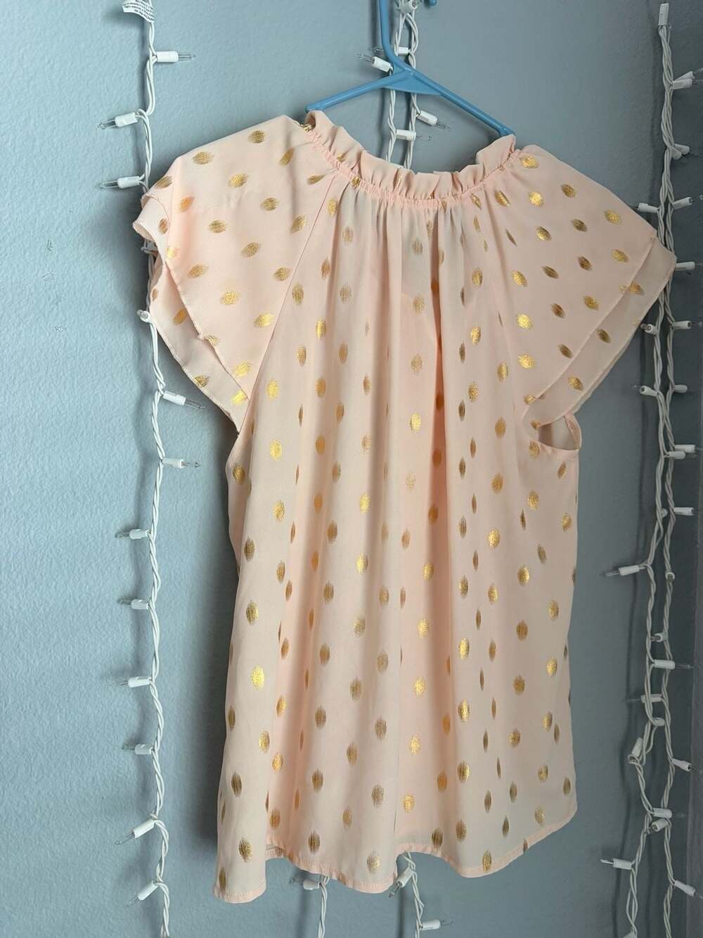 Shannon Ford New York Petite Gold Polka Dot Tie-Neck Blouse, Size PM - Picture 10 of 10
